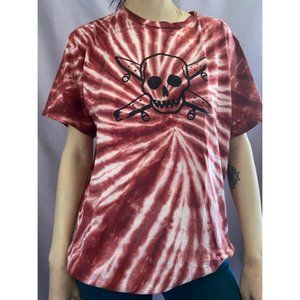 Vintage tie dye 4-star skater and skull T-shirt